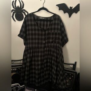 Foxblood Plaid Babydoll Dress